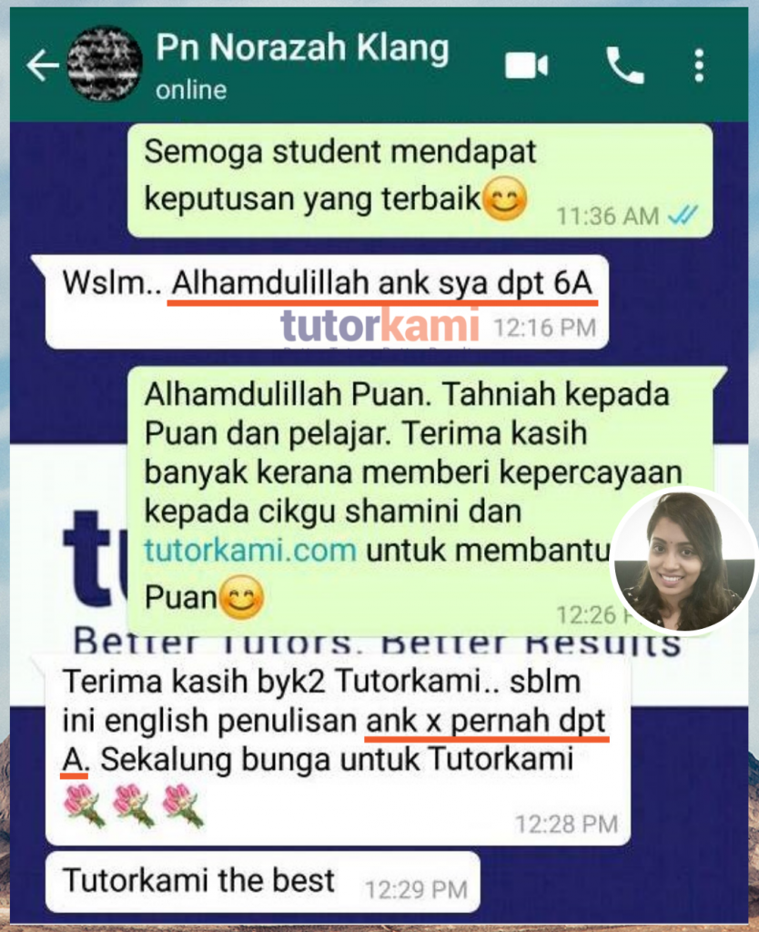Tutorkami of the month: Miss Shamini's clients testimonial 6 A student